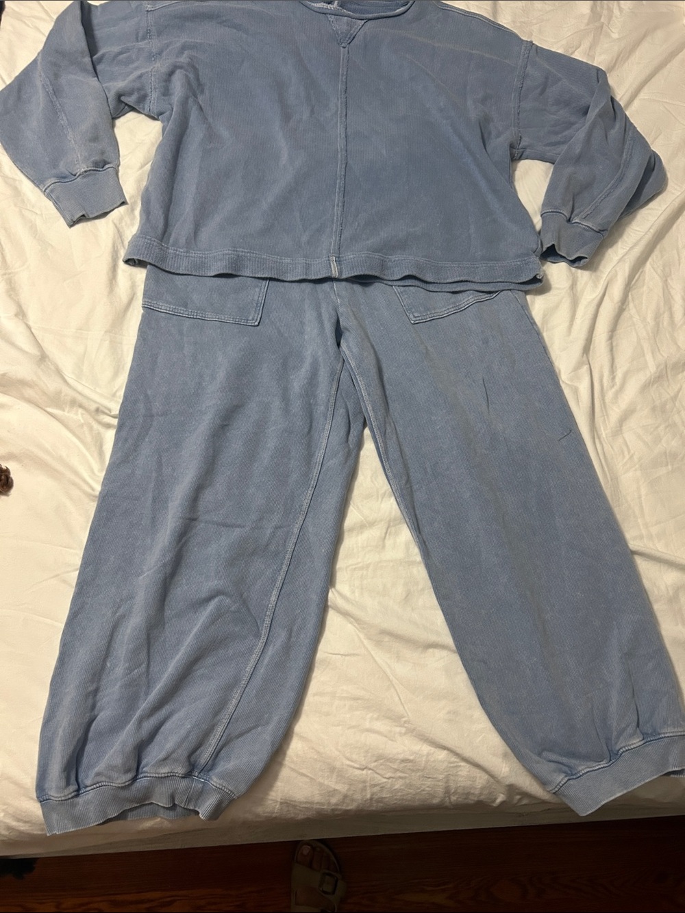aerie Sky Blue Wide-Leg Track set Pants - Picture 6 of 7